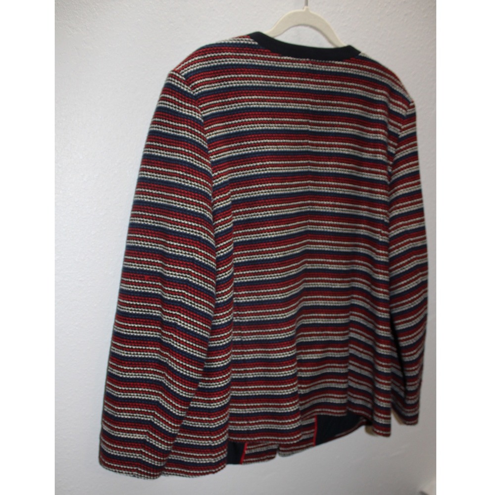 Talbots Plus 2X Navy Red White Striped Open Front Collarless Jacket Blazer - Picture 9 of 9